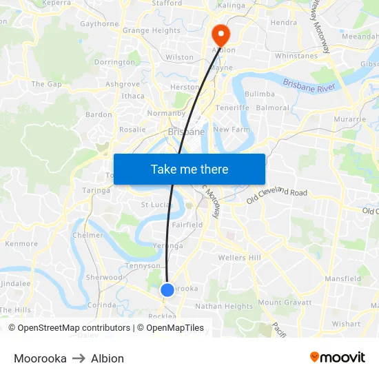 Moorooka to Albion map