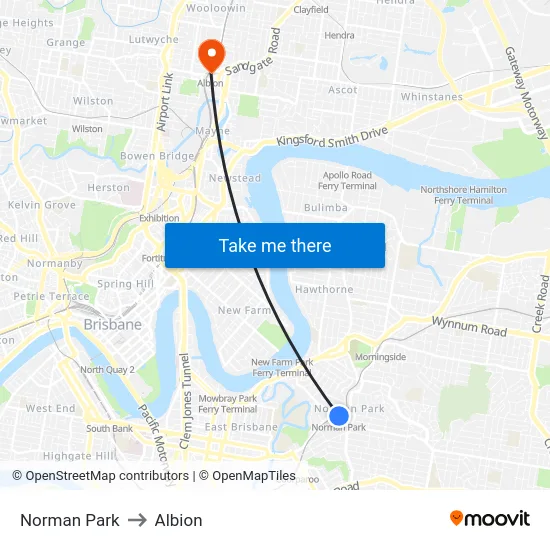 Norman Park to Albion map