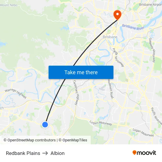 Redbank Plains to Albion map