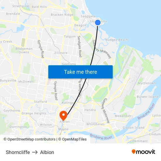 Shorncliffe to Albion map