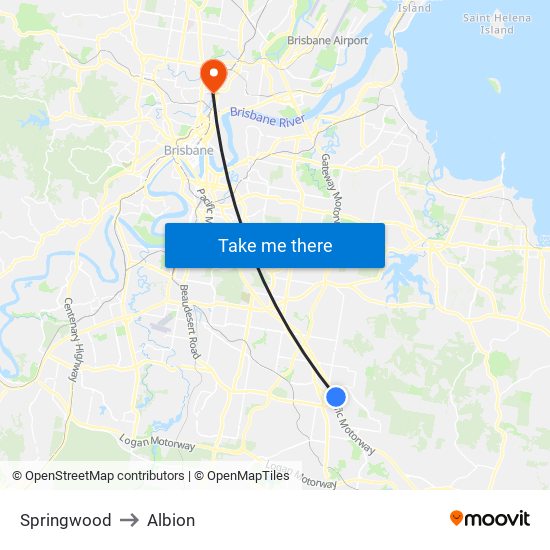 Springwood to Albion map