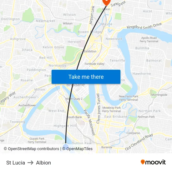 St Lucia to Albion map