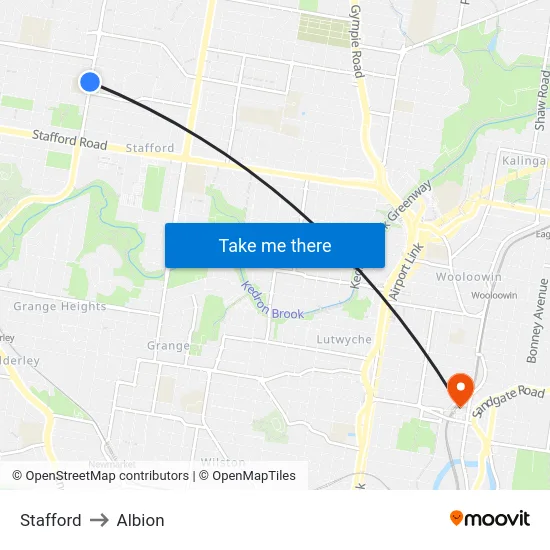 Stafford to Albion map