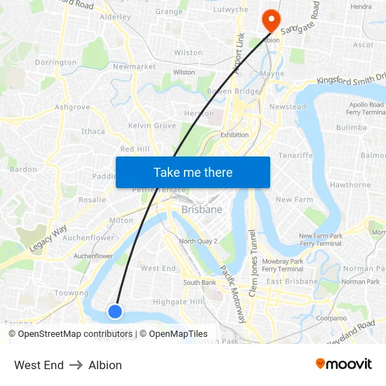 West End to Albion map