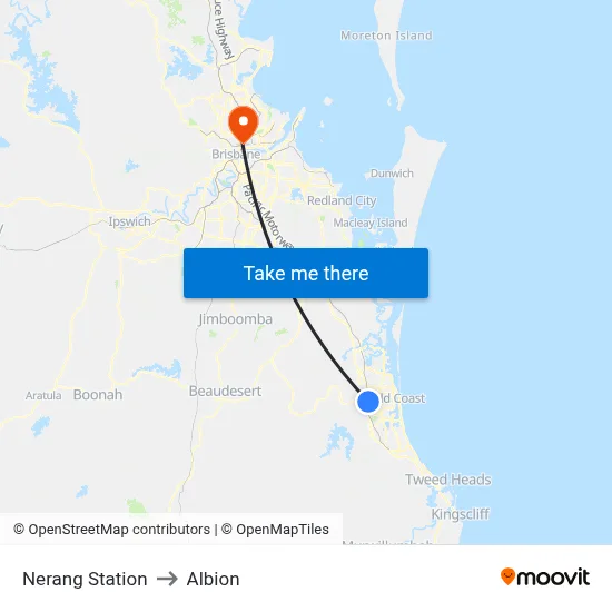 Nerang Station to Albion map