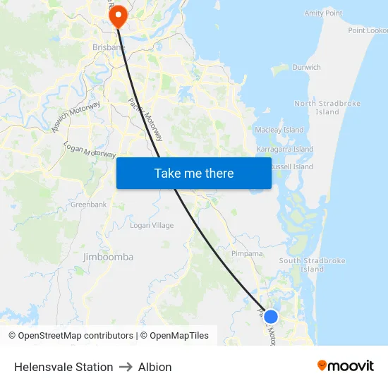 Helensvale Station to Albion map