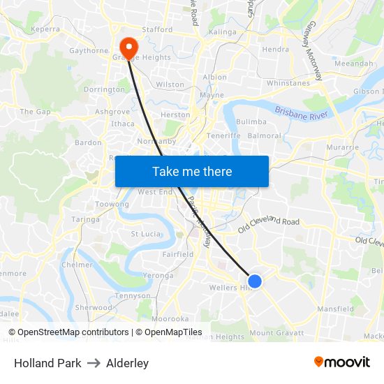 Holland Park to Alderley map