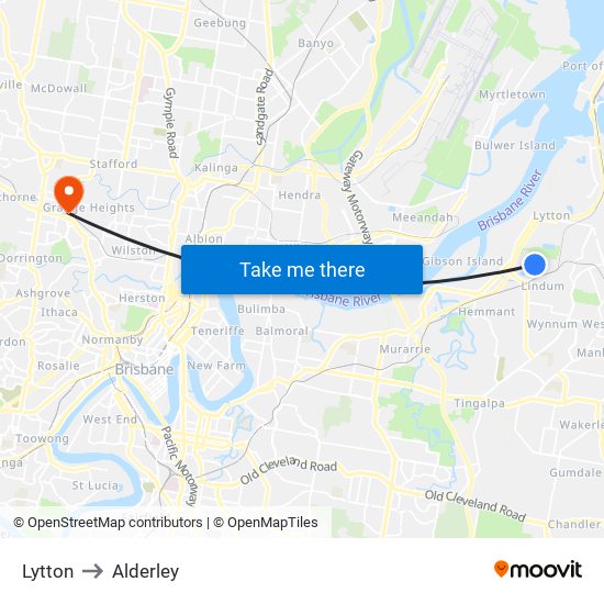 Lytton to Alderley map