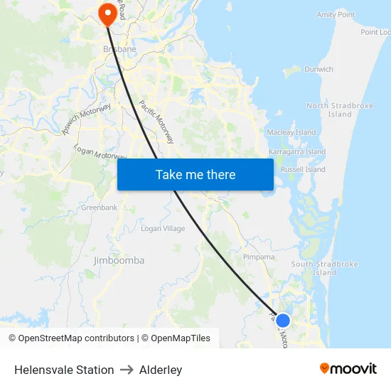 Helensvale Station to Alderley map