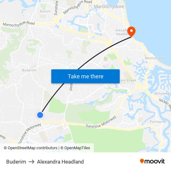 Buderim to Alexandra Headland map