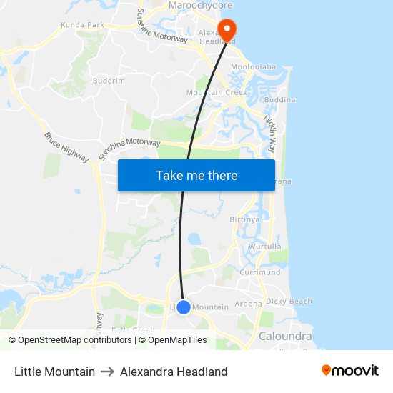 Little Mountain to Alexandra Headland map