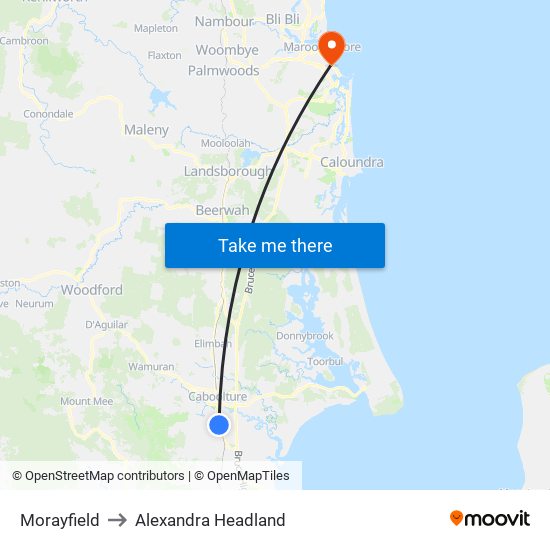 Morayfield to Alexandra Headland map