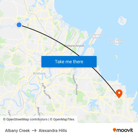 Albany Creek to Alexandra Hills map