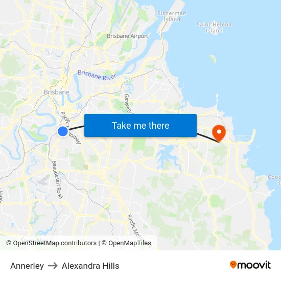 Annerley to Alexandra Hills map