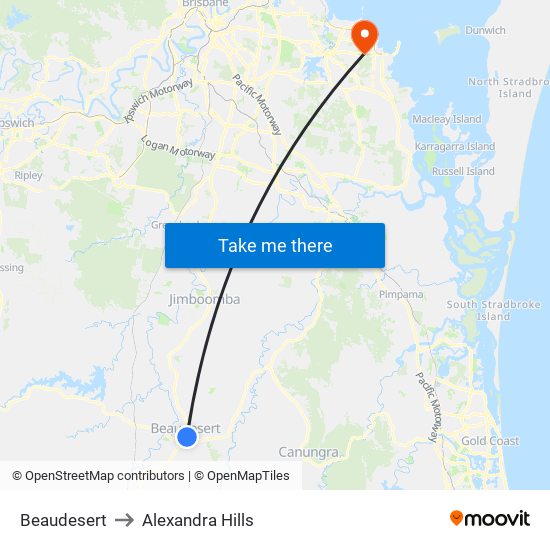 Beaudesert to Alexandra Hills map