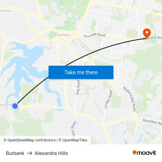 Burbank to Alexandra Hills map