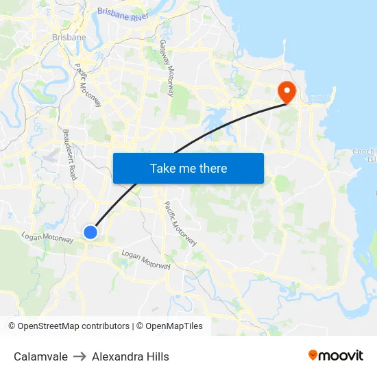 Calamvale to Alexandra Hills map