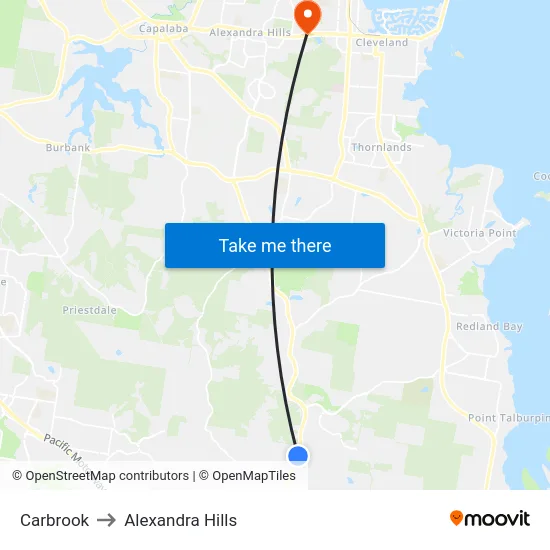 Carbrook to Alexandra Hills map