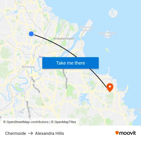 Chermside to Alexandra Hills map