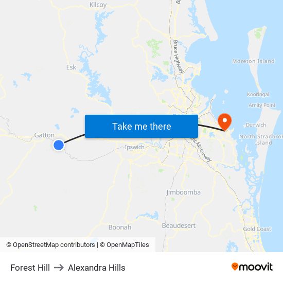 Forest Hill to Alexandra Hills map