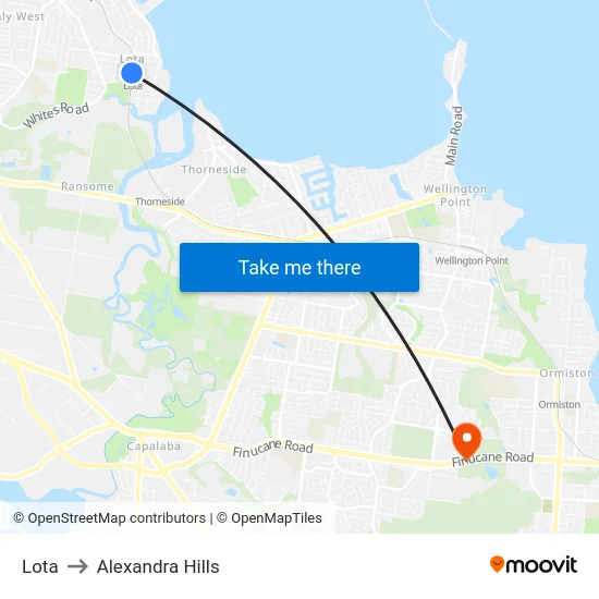 Lota to Alexandra Hills map