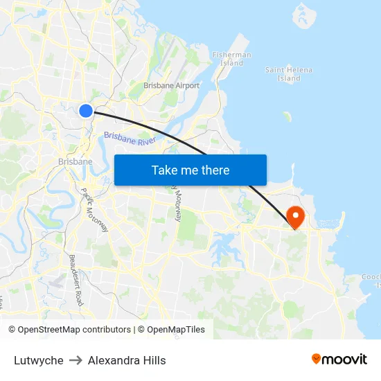 Lutwyche to Alexandra Hills map