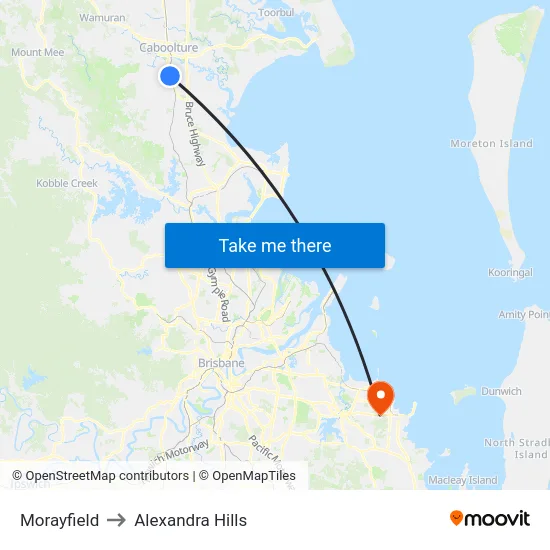 Morayfield to Alexandra Hills map