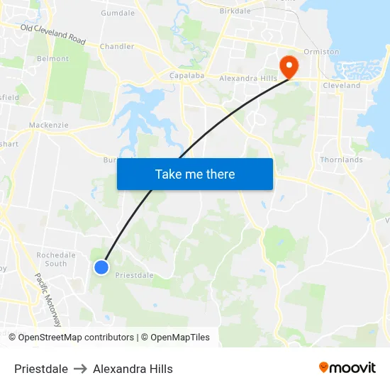 Priestdale to Alexandra Hills map