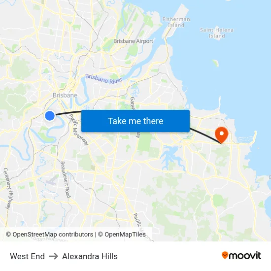 West End to Alexandra Hills map