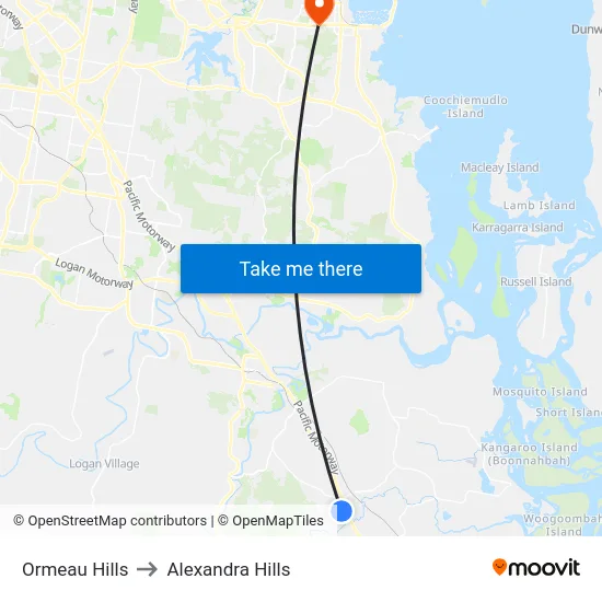 Ormeau Hills to Alexandra Hills map