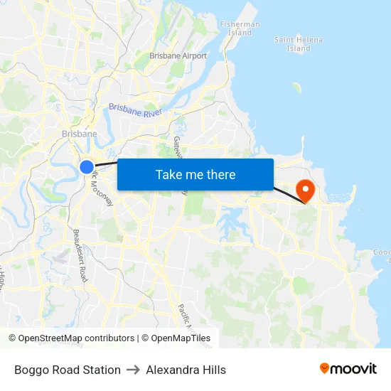 Boggo Road Station to Alexandra Hills map