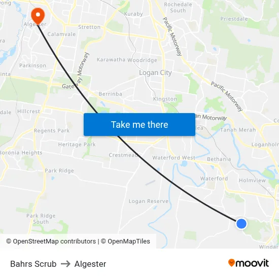 Bahrs Scrub to Algester map
