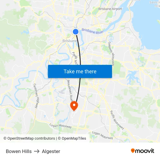 Bowen Hills to Algester map
