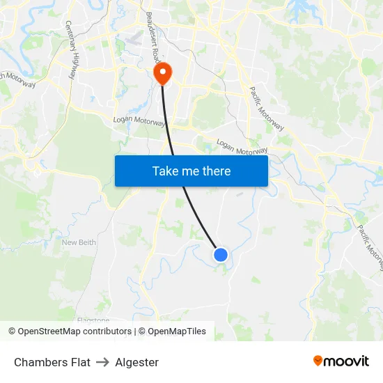 Chambers Flat to Algester map