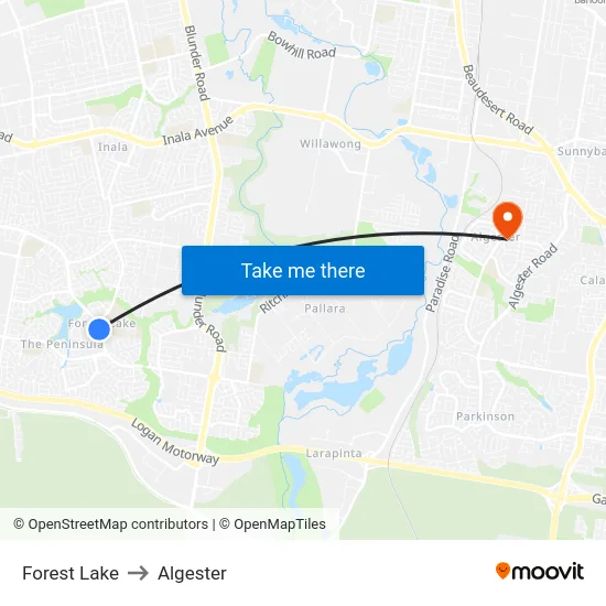 Forest Lake to Algester map