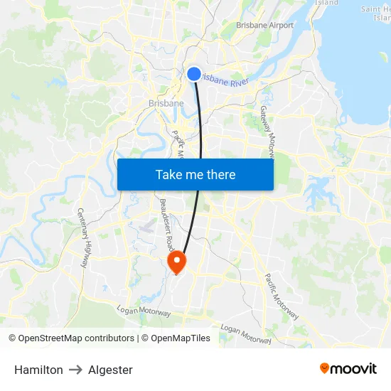 Hamilton to Algester map