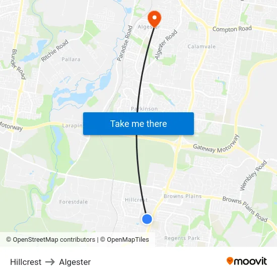 Hillcrest to Algester map