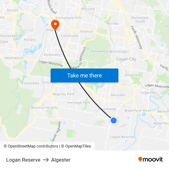 Logan Reserve to Algester map