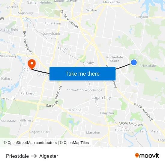Priestdale to Algester map
