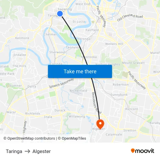 Taringa to Algester map