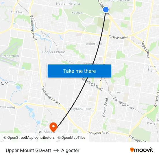 Upper Mount Gravatt to Algester map