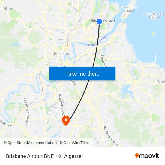Brisbane Airport BNE to Algester map