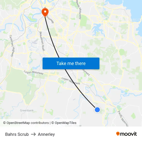 Bahrs Scrub to Annerley map