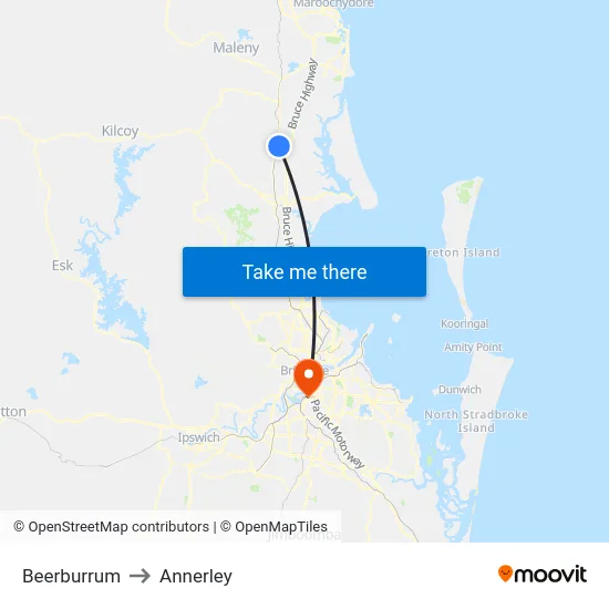 Beerburrum to Annerley map