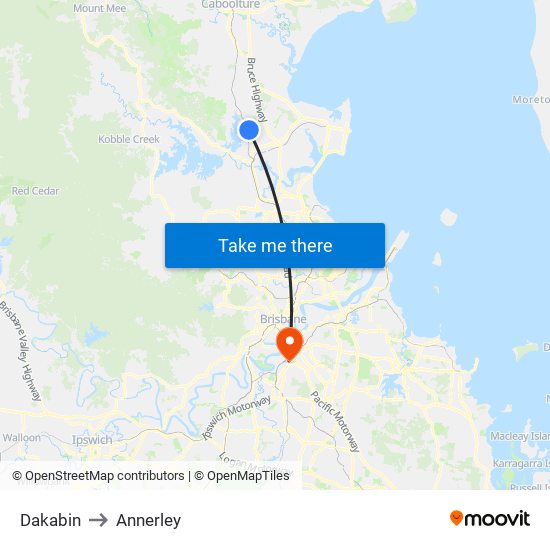 Dakabin to Annerley map