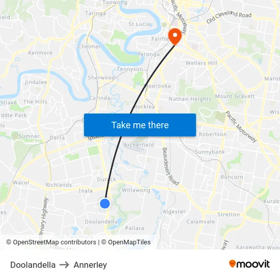 Doolandella to Annerley map