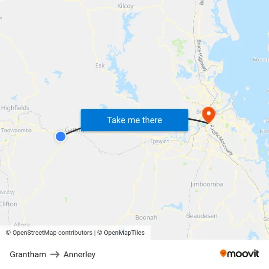 Grantham to Annerley map
