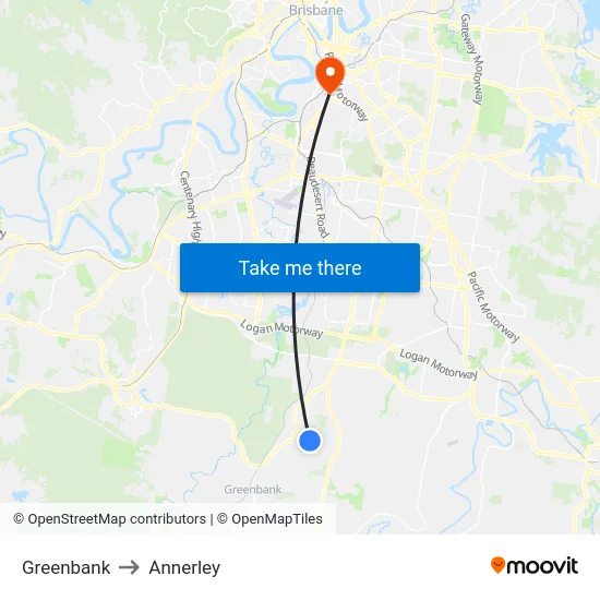 Greenbank to Annerley map
