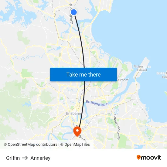 Griffin to Annerley map