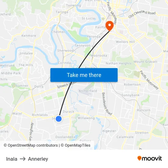 Inala to Annerley map